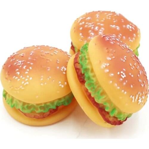 10PCS Toy For Dog Simulation Hamburger Shaped Pet Toys Funny Sound Squeak Toy For Dogs Cats Training Playing Chewing Fidget Toys