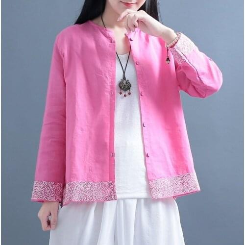 Chinese Style Clothing Women Hanfu Qipao Tops Traditional Oriental Shirt Fashion Retro Cotton Linen Blouse Elegant Jackets 12047