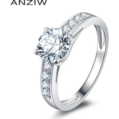 ANZIW Victoria Wieck Round Cut SONA nscd 925 Sterling Silver Women Engagement Wedding Band Ring Size 4-10 Best Gifts кольцо