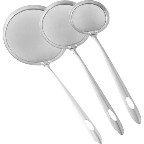 Kitchen Filter Scoop Stainless Steel Fat Skimmer Spoon Fine Mesh Strainer Food Strainer With Handle Kitchen Oil Skimmer Strainer