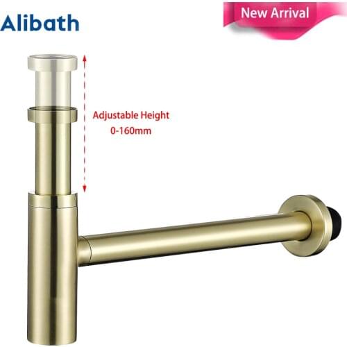 Brass Bottle Trap Bathroom Sink Vanity Basin Pipe Waste Drain Pipe Siphon Drainer P-Trap