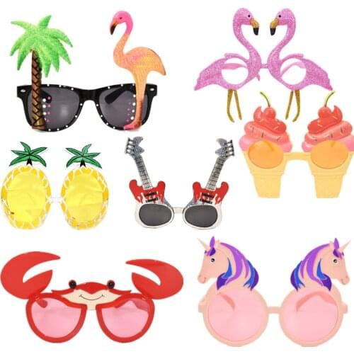 Summer Fashion Flamingo Glasses Hawaii Beach Birthday Party Pineapple Unicorn Sungalsses Decorations Supplies For Kids Decor