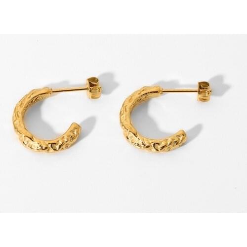 Minimalist Irregular Geometric CC Shapped Earrings Jewelry Stainless Steel 18K Gold Plated Chunky Earrings for Women