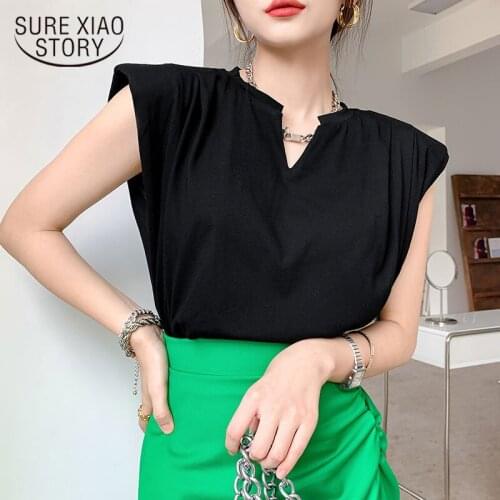 Fashion Flying Sleeve Cotton Clothes Casual Plus Size Women Tops 2021 Summer New Korean Style Shirt Femme Blusas Elegantes 15638