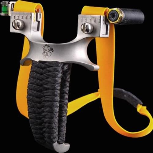 Powerful Aluminum Alloy Laser Aiming Slingshot Outdoor Childrens Game Sports Design Toy Slingshot With Flat Rubber Band