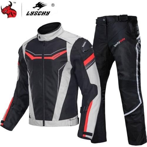 LYSCHY Motorcycle Jacket Men Motorbike Moto Jacket Pants Suit Autumn Winter Waterproof Cold-proof Clothing CE Protective Gear