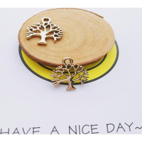 MRHUANG 10pcs/pack Metal Golden Tone Lucky Tree Plant Charms Pendant DIY Bracelets Necklace Jewelry Accessories