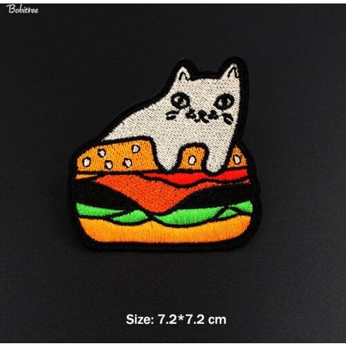 Cartoon Arts Cats Iron on Cropped Patches for Kids Clothes Jacket Jeans Decoration Adhesive Embroidered Stickers Applique