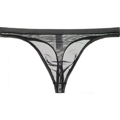 Mens Sexy Underwear Thongs Men Ultra Thin Transparent Comfortable T-back G Strings Low Rise Mesh U Pouch Male Mini Panties