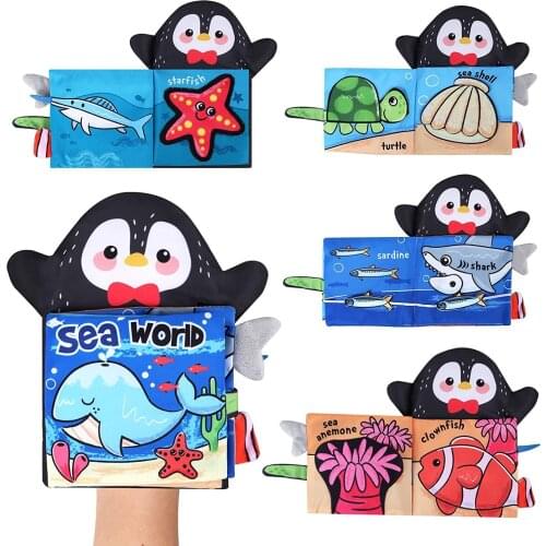 Soft Baby Cloth Book for Newborns 12 Months 3D Quiet Books Montessori Hand Puppet Educational Toy for 1 Year Old Boy Kids Gift