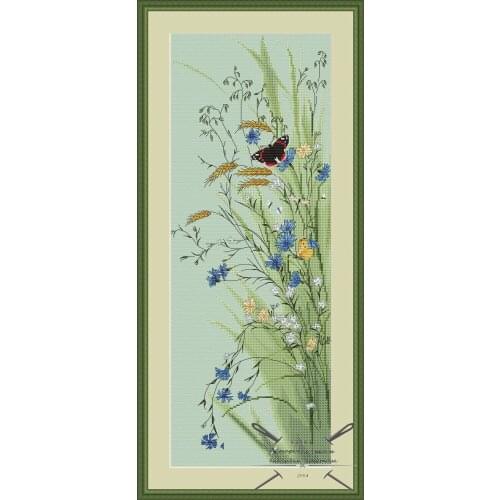 Flowers and Butterflies Sky blue Cross stitch kits Cross Stitch Kit Packages Counted Cross-Stitching Kits Cross stich Painting