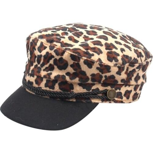 Wholesale Handsome Leopard Print Visors Beret Fashion Female Autumn And Winter Retro Flat Visors