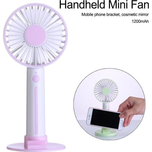 Portable Fan With Phone Holder USB Rechargeable Foldable Handheld Mini Fan Cooler Cooling Fan Outdoor Travel Air Cooler