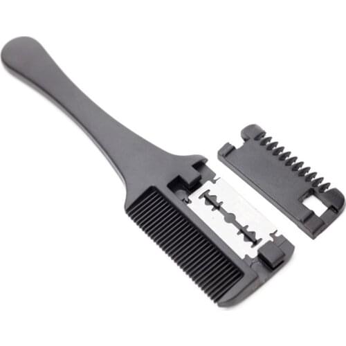 1PC Hair Cutting Comb Black Handle Hair Brushes with Razor Blades Cutting Thinning Trimmin Hair Salon DIY Styling Tools