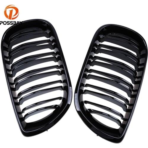 POSSBAY Car Front Grilles for BMW 3-Series E46 330d/330i/330xd/330xi Sedan 2001-2005 Facelift Gloss Black Car Center Grills