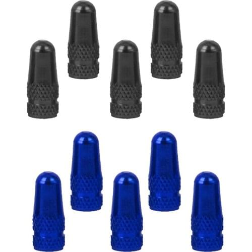 Hottest 10 Pieces Bicycle Fixie Presta Aluminum Bike Motorcycle Wheel Rims Tyre Stem Air Valve Caps Dust Cover - Black / Blue