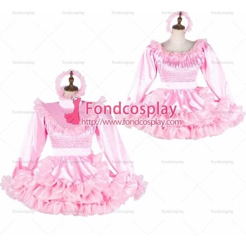 Sissy maid satin dress lockable Uniform cosplay costume Tailor-made[G2041]