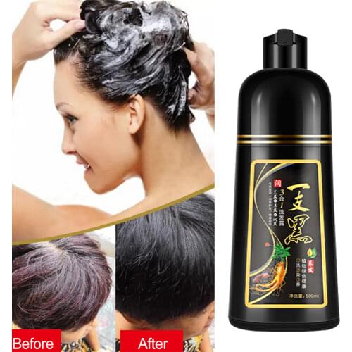 Mokeru 500ml Natural Organic Coconut Oil Essence Hair Color Shampoo Instant Hair Dye Shampoo Covering Gray Hair Permanent