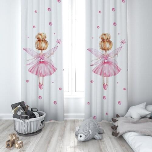 Curtains Children 3D Printed Decorative Items Home Childrens Room White Pink Fairy Ballerina Model 246