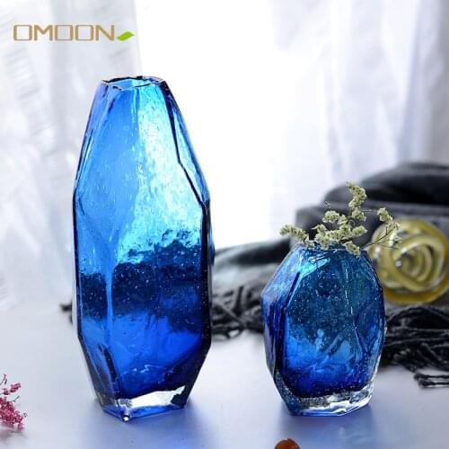 Modern blue vase Handmade terrarium colored glass vase for wedding decoration home decor Tabletop vases for flowers