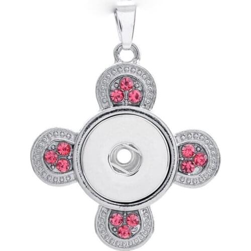 Rhinestones 213 Clover Ginger 18mm Snap Button Jewelry Pendants Necklace Interchangeable Charm Jewelry For Women gift