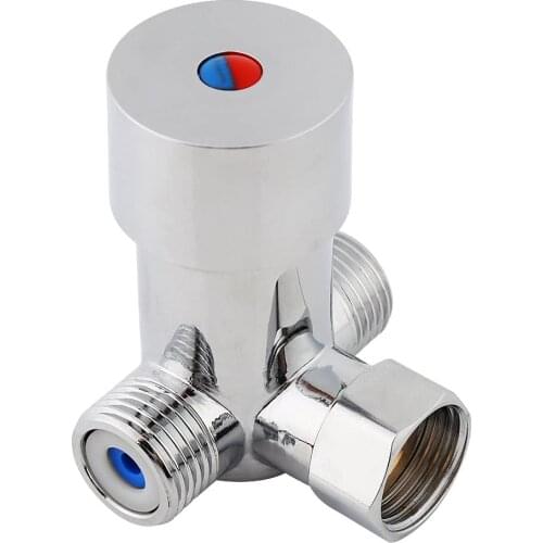 Thermostatic Mixing Valve G1/2 Brass Hot Cold Water Thermostatic Mixing Valve 15 mm Water Temperature Control Automatic Faucet
