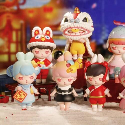 Bunny Happy Spring Festival Series Action Figure Doll Toys Kawaii Bunny Blind Box Room Collectible Decoration Gifts for Girls