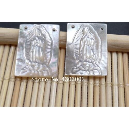 100pcs/lot 12x16mm Natural Virgin of Guadalupe Mother of Pearl Shell Rectangle cut guadalupe Pearl Shell MOP for DIY Jewelry