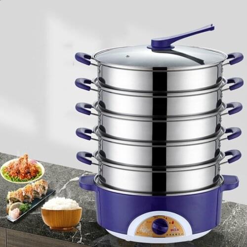 1-6 Layers 304 Stainless Steel Electric Food Steamer Pot Stainless Steel Food Pan Rice Bun Steamer Steam Cooker Instant Pot