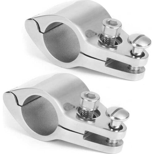 2Pcs 22/25mm Stainless Steel Marine Boat Bimini Top Jaw Slide Clamp Steel Boat Hardware Fitting for Inflatable Commercial Yachts