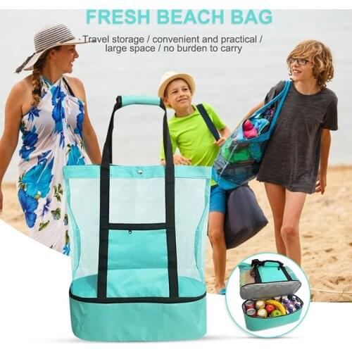2 in 1 Cooler Picnic Bag Beach Bag Oversized Lightweight Mesh Beach Tote Bag Summer Storage Travel For Outdoor Beach xqmg Storag