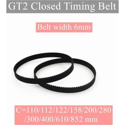 3pcs 3D Printer Parts GT2 Closed Loop Timing Belt Rubber 2GT 6mm 110 112 122 158 200 280 300 400 610 852mm Synchronous Belts