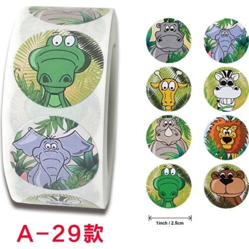 500pcs 1 Inch Cartoon Animal Stationery Stickers for Children School Student Sheep Tiger Cow Panda Pig Notebook Decor