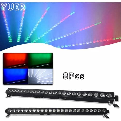 Free Shipping 8Pcs/Lot 24x4W High Quality Led Wall Washer Light RGBW Led Bar Light DMX Indoor LED Flood Down Lighting DJ Disco