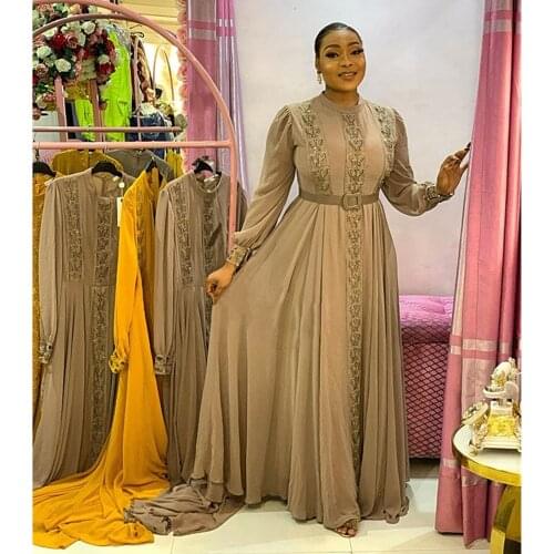 African Maxi Dresses For Women 2021 New Evening Party Long Dress Africa Clothing Elegant Kaftan Muslim Fashion Chiffon Dress