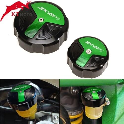 For Kawasaki Ninja ZX6R 636 ZX-6R 2007-2016 Motorcycle CNC Aluminum Rear & Front Brake Fluid Reservoir Cap Cylinder cover