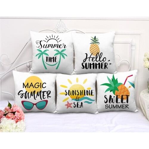 C06066 Summer Vacation Pineapple Print Soft Velvet Pillow Case Decorative Pillows for Sofa Couch Seat Christmas Cushion Covers