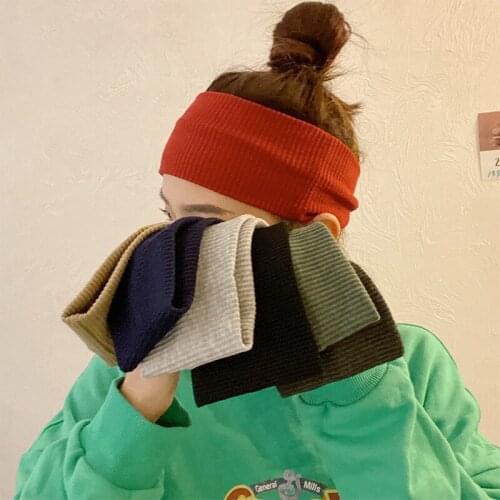 Ribbed Elastic Headbands for Women Knitted Solid Vintage Hairband Hair Accessories Cotton Soft Girls Turban Head Wrap Head Bands