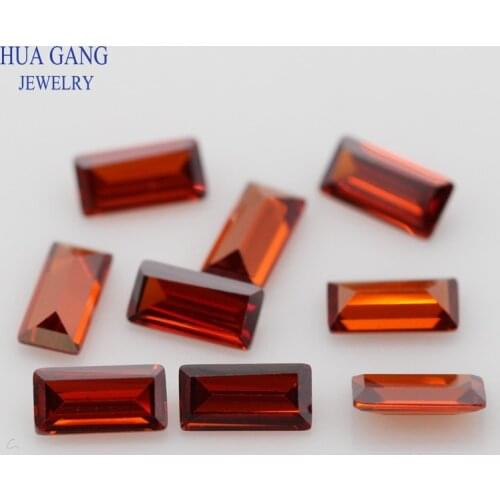 Garnet Rectangle Shape Step Cut CZ Stone Synthetic Gems Cubic Zirconia For Jewelry Size 1.5x2~3x5mm Free Shipping