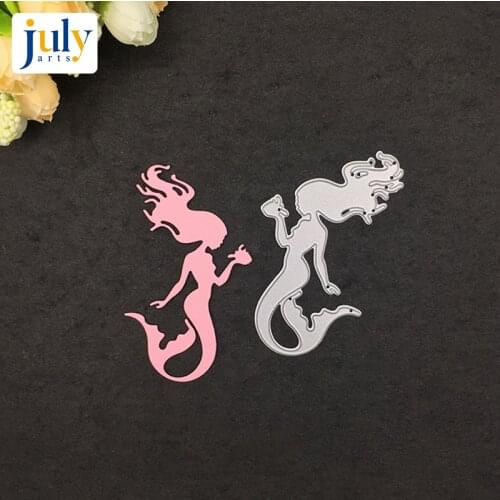 Julyarts Cutting Dies Carbon Steel Silver Mermaid Embossing Stencil For DIY Scrapbook Paper Album Creative New Dies For Handwork
