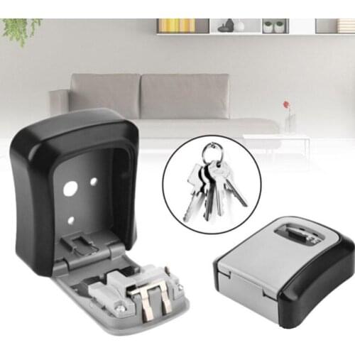Key Lock Box Wall Mounted Aluminum Alloy Key Safe Box Weatherproof 4 Digit Combination Key Storage Lock Box Indoor Outdoor