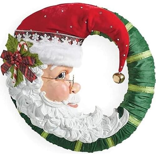Creative Santa Claus Wreath PVC Wall Stickers DIY Home Door Window Decal Christmas Festival Decoration