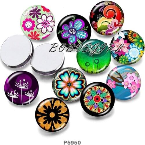 Flower 12mm/18mm/20mm/25mm/30mm Round Glass Cabochon Flat Back Making Findings P5950