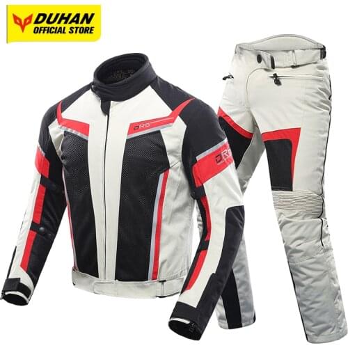 DUHAN Motorcycle Jacket & Motorcycle Pants Mens Summer Cycling Jacket Moto Racing Chaqueta Breathable Motocross Clothing