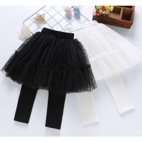 Autumn and spring Baby Kids Girl Lace Tutu Leggings Pants Culotte Pantskirt Clothes 1-5girls clothes white and black