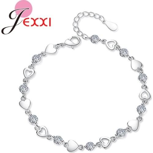 Top Sale 925 Sterling Silver White Purple Cubic Zirconia Pendant Bracelets Bangles For Women Girls Fine Jewelry