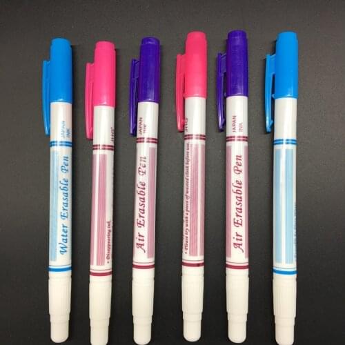 6Pcs Blue Purple Pink Air Water Erasable Pen Fabric Marker Water Soluble Automatically Disappear Pen Sewing Tool