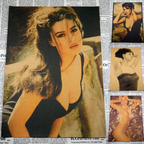 Monica Bellucci Italy sexy actress movie star kraft paper bar poster Retro Poster decorative painting