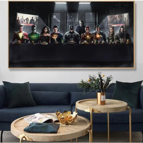Avengers Infinity War Last Supper Canvas Painting Movie Iron Man Panther Posters and Prints Wall Pictures for Living Room Decor