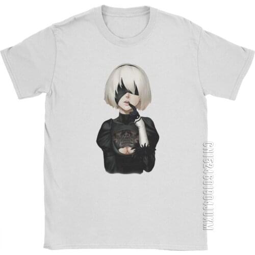 Mens NieR Automata T-Shirts YoRHa 2B Game Cotton Clothing Funny Short Sleeve Round Collar Tees Birthday Present T-Shirts